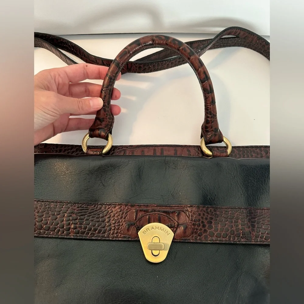 Brahmin Samantha Black Tuscan satchel bag